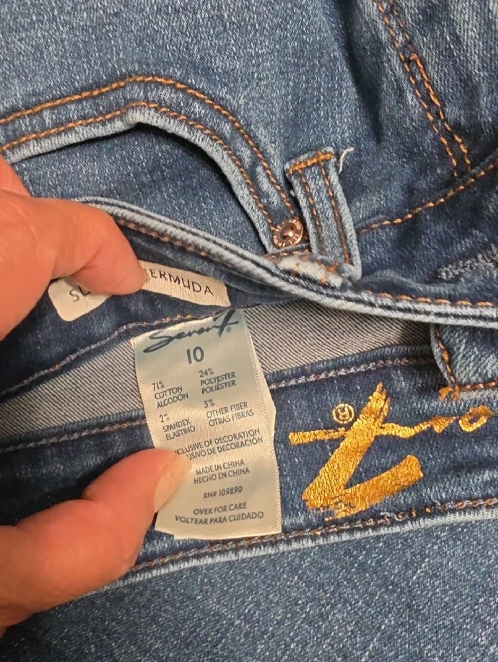 Seven7 Dark Blue Denim Bermuda Shorts - Picture 4 of 5